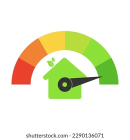 Vector icons of energy efficiency at home. Certificate of energy efficiency. Energy consumption estimation graph. Vector illustration