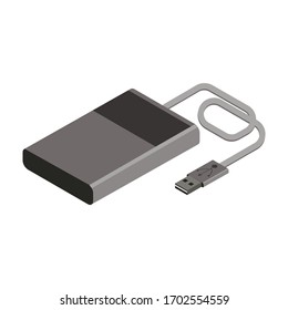 Vector icons of external hard drive. Isometric illustration for your design. Isolate on a white background. Portable external storage.