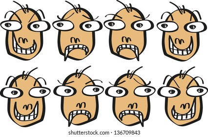 Vector icons of faces