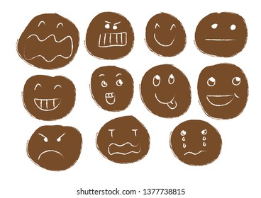 Vector icons of faces. Vector illustration. emoticons isolated on white background.