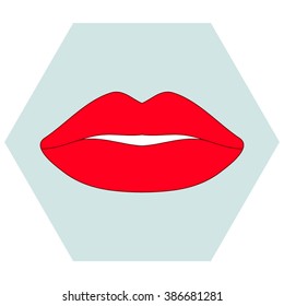 Vector icons of female lips 