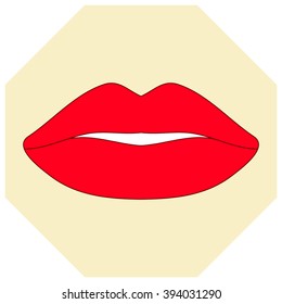 Vector icons of female lips 