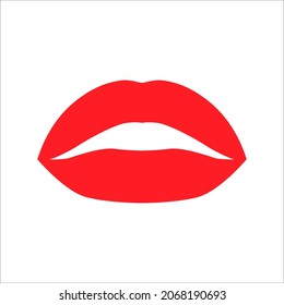 Vector icons of female lips on white background. color editable
