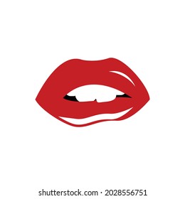 Vector icons of female lips print