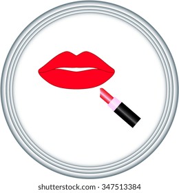Vector icons of female lips print with Lipstick vector icon 