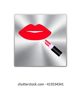Vector icons of female lips print with Lipstick vector icon 