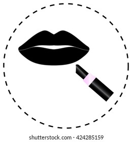 Vector icons of female lips print with Lipstick vector icon 