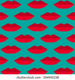 Vector icons of female lips print