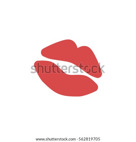 Vector icons of female lips print on the white background