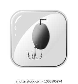 Vector icons of fishhook. Monochrome drawing on white background. Simple template for developing logo for fishing club, market, postcards, posters, textiles.