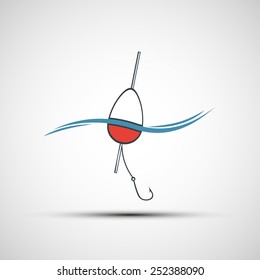 Vector icons fishing hook and float