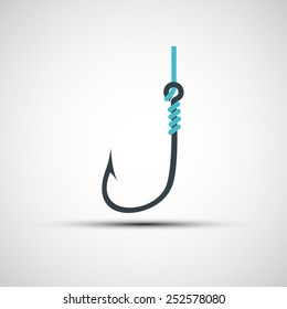 Vector icons fishing hook and line