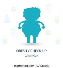 Vector icons in flat design. Concept of obesity, junk food with elements for mobile and web apps. Modern infographic logo or pictogram.