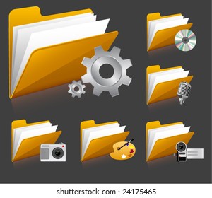 vector icons with folder