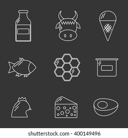 Vector icons with food prohibited for vegans.