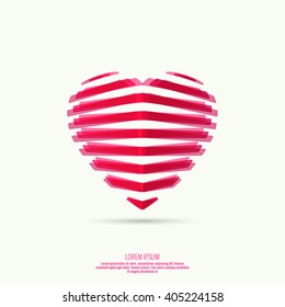 Vector icons in the form of hearts from  strips.