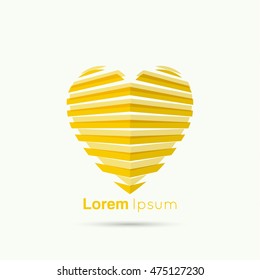 Vector icons in the form of hearts from  strips. logo. 3d