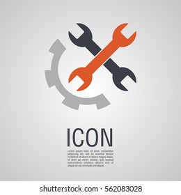 Vector icons in the form of wrench with a gear wheel. Pin symbol for your web site design, logo, app, UI.