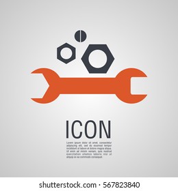 Vector icons in the form of wrench and nuts. Pin symbol for your web site design, logo, app, UI.