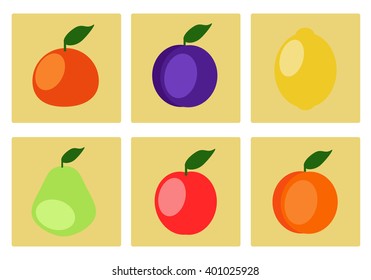 vector icons of fruit
