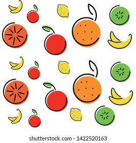 
Vector icons, fruits illustrations. Fruit for prints