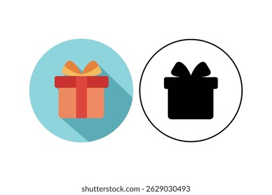 Vector Icons of Gift Boxes with Bows, gift box with ribbon, gift box vector icon