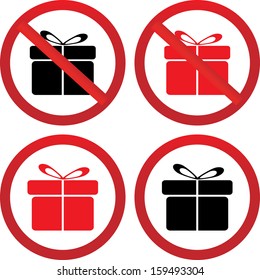 Vector icons with gift and stop gift