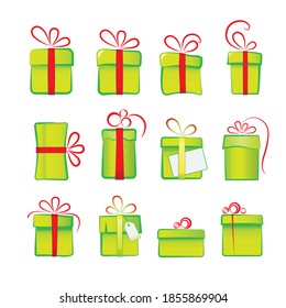 Vector icons of gifts and holiday boxes