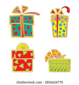 Iconos vectores de regalos y cajas de vacaciones