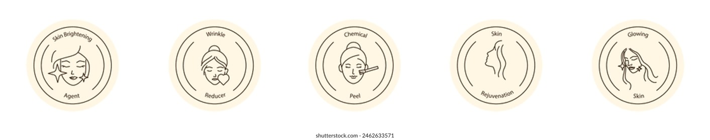 Vector Icons for Glowing Skin and Anti-Wrinkle Treatments