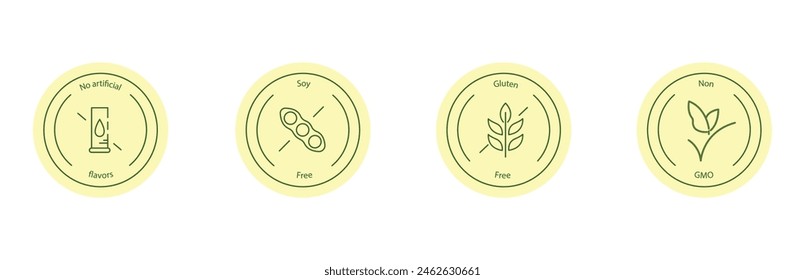 Vector Icons of Gluten-Free and GMO-Free Food Labels