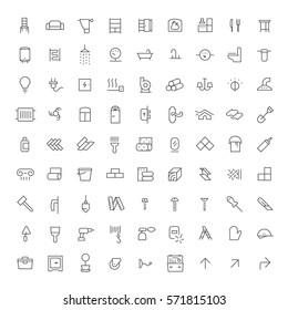  Iconos vectoriales. Mercancías de reparación y construcción