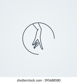 Vector icons with a graceful female hand in a beautiful setting. Logo. Monoicon.