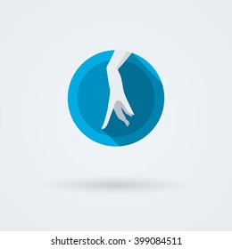 Vector icons with a graceful female hand in a beautiful setting. Logo. Monoicon.