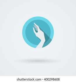 Vector icons with a graceful female hand in a beautiful setting. Logo. Monoicon.