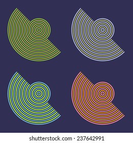 Vector icons (graphic, symbol) for business, corporate identity, company, name card,  means circle, change, flexible, colorful, c, light, line, vibration, sound, antenna