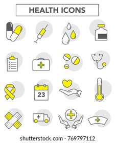 Vector icons health, medicine, hospital set