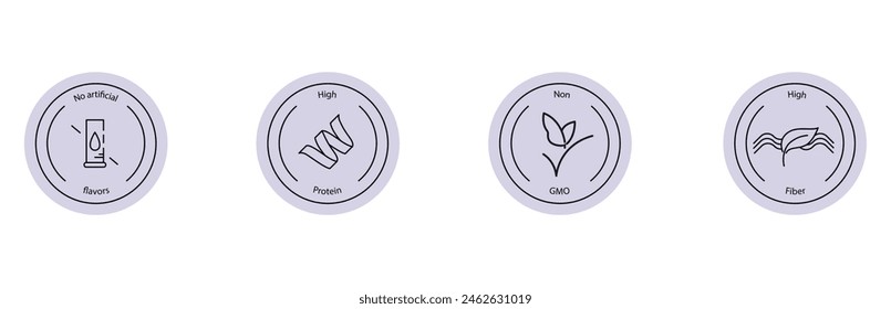 Vector Icons for High Protein and High Fiber Dietary Labels

