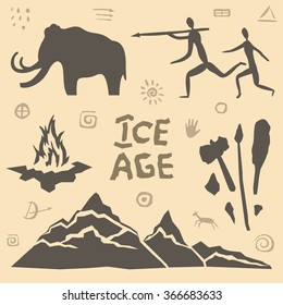 Vector Icons Of Ice Age Symbols