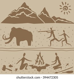 Vector Icons Of Ice Age Symbols