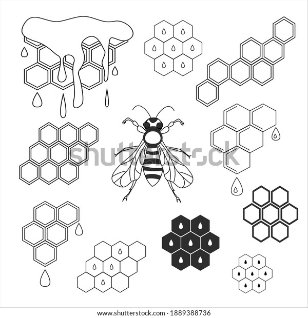 Vector Icons Illustration Honeycomb Bee Isolated Stock Vector (Royalty ...