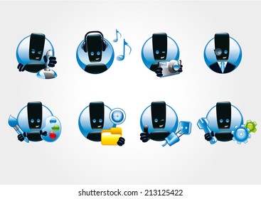 Vector icons for illustration work and play on the computer. Game icons.