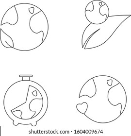 vector icons with the image of the earth, on the protection of wildlife and vegetation, protect every leaf, the earth is not eternal, time goes on, attention to nature and care