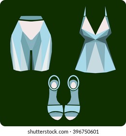 vector icons with the image of women's clothes for the online store