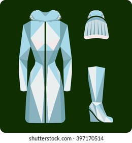 vector icons with the image of women's clothes for the online store