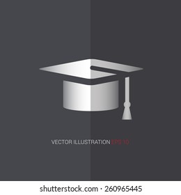 Vector icons with imitation metal on a dark background "education"