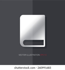 Vector icons with imitation metal on a dark background "book"