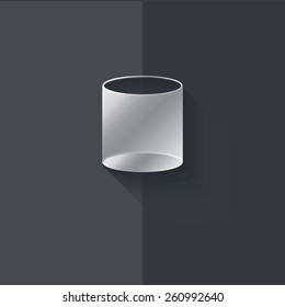 Vector icons with imitation metal on a dark background "bin"