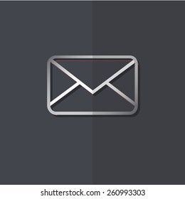 Vector icons with imitation metal on a dark background "envelope"