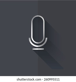 Vector icons with imitation metal on a dark background "microphone"